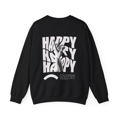 Happy Sweatshirt Black & White - Black