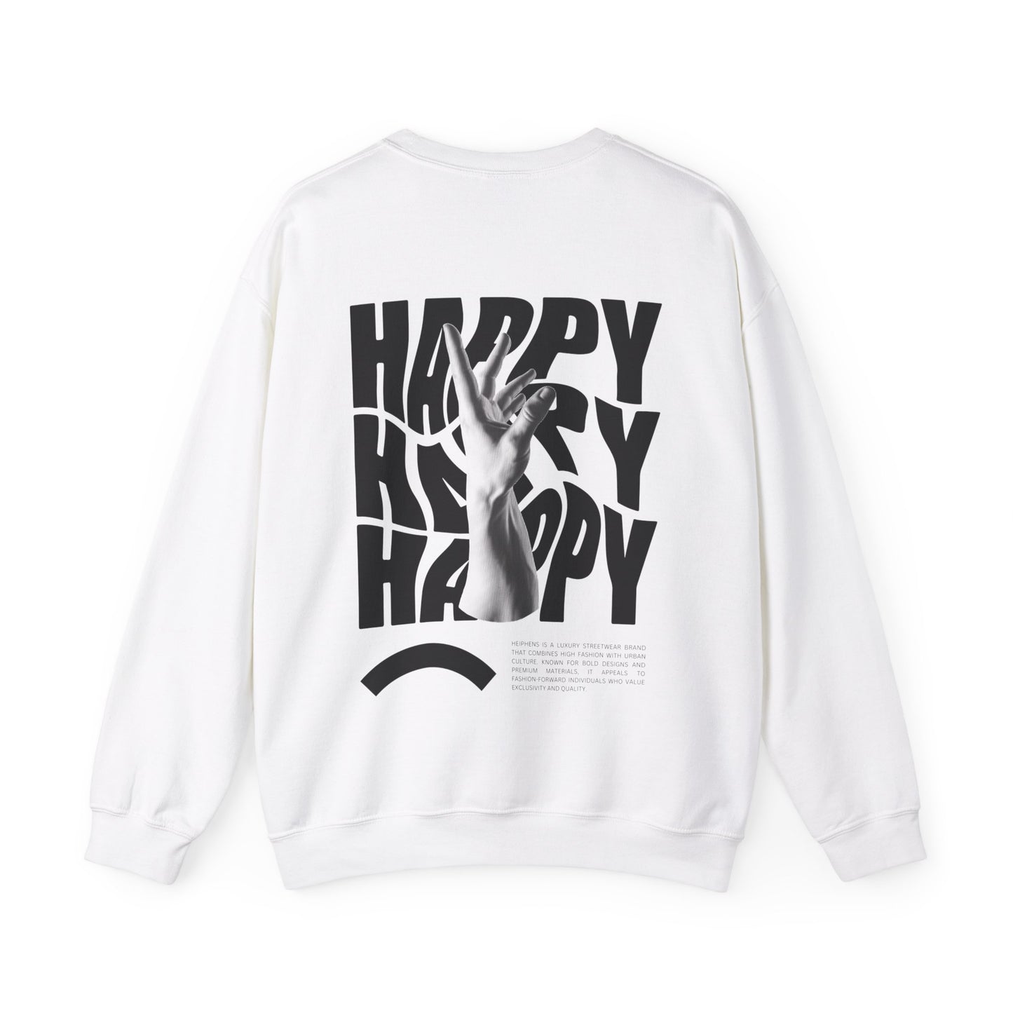 Happy Sweatshirt Black & White - White